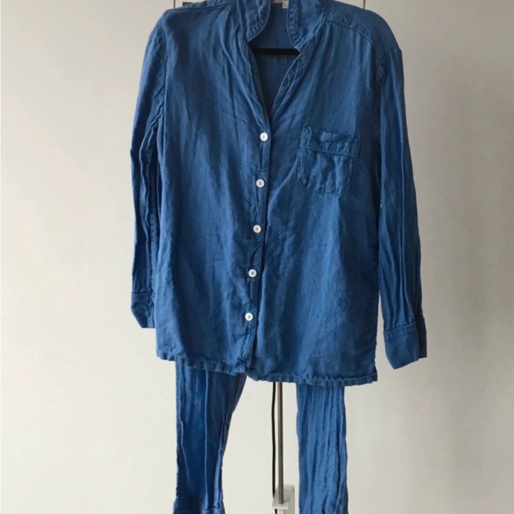 Serena & Lily Blue Linen Pajama Set